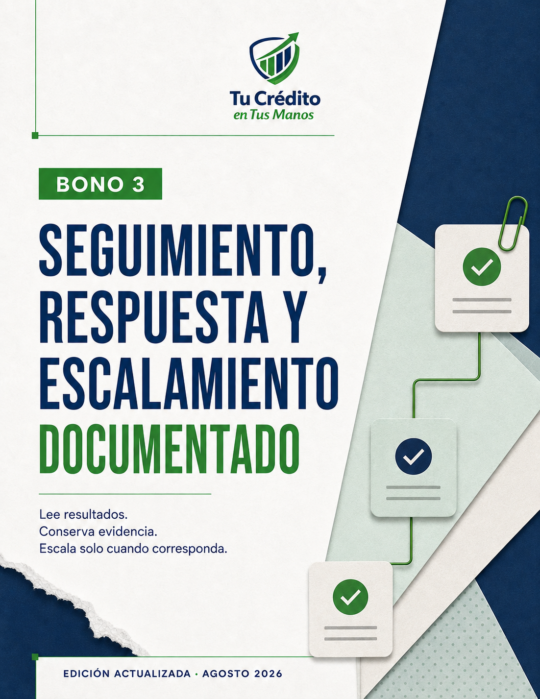 Portada del bono educativo Seguimiento, Respuesta y Escalamiento Documentado